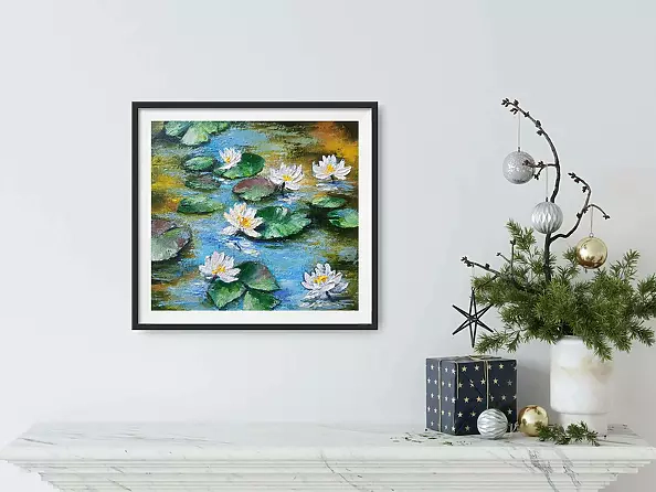 Yana Yeremenko - "WATER LILIES",oil painting, flowers