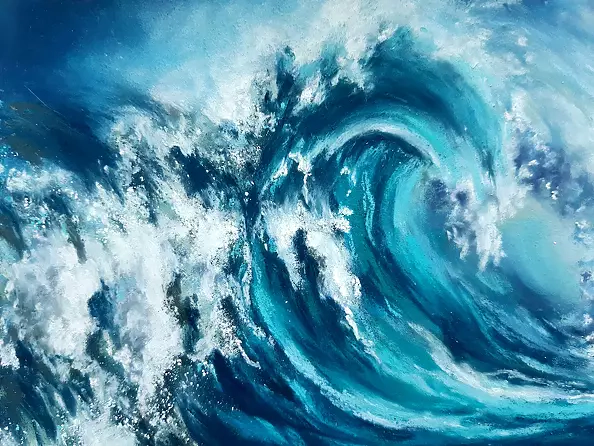 Yana Yeremenko - "WAVE" / "STORM-2" seascape pasteldrawing