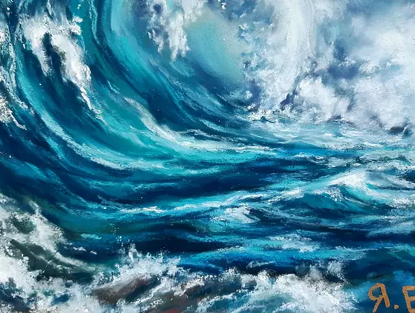 Yana Yeremenko - "WAVE" / "STORM-2" seascape pasteldrawing