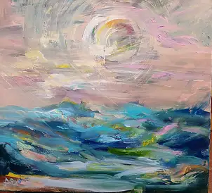 Anna Borcz, WSCHÓD KSIEŻYCA, Obraz olejny - płótno, 69 x 55