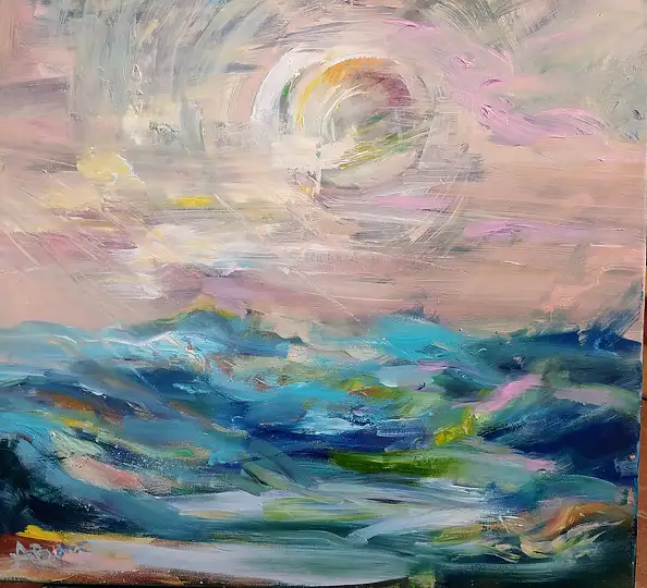 Anna Borcz, WSCHÓD KSIEŻYCA, Obraz olejny - płótno, 69 x 55