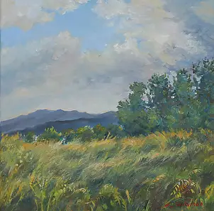 Sabina Salamon, Wind in the Bieszczady Mountains, Oil painting - canvas, 40 x 40