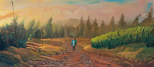 Wojciech Pater, W Drodze, Obraz olejny - płyta, 125 x 55