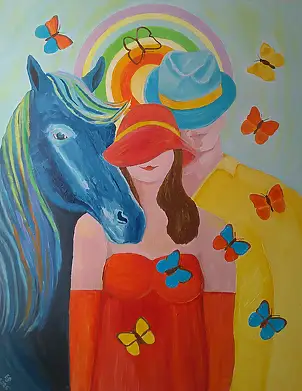 Elżbieta Sulecka, En harmonie, Peinture à l'huile - toile, 70 x 90