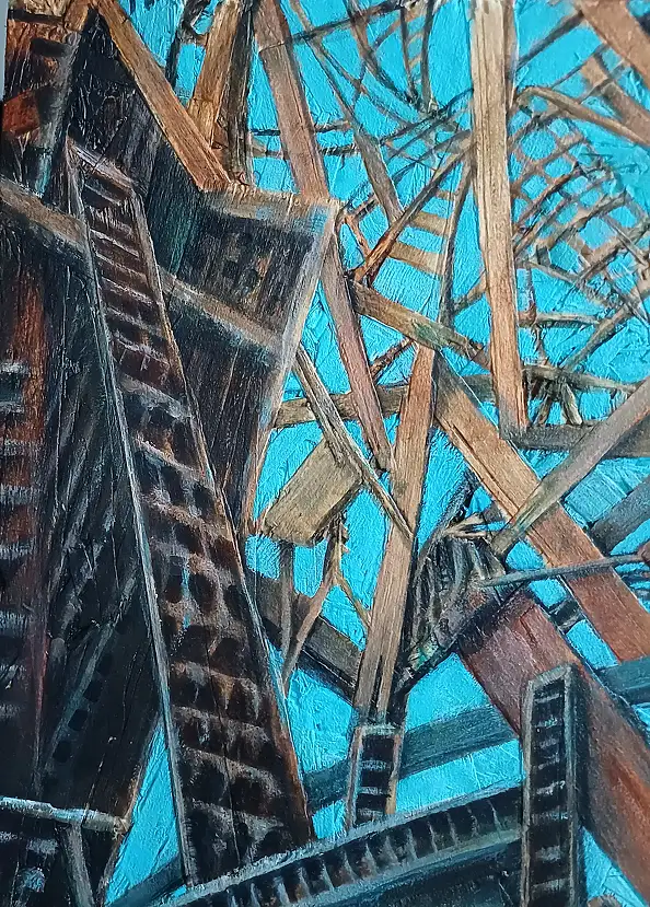 Paula Staniec, In Oblivion, Acrylic painting - panel, panel, 28 x 62