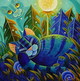 Wiesława Burnat, À la lumière de la lune éphémère, Peinture acrylique - toile, 40 x 50