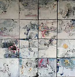 Dorota Jabłońska, Nel corridoio delle eclissi. Composizione paesaggistica, Dipinto acrilico, Quadro a olio, Tecniche miste - tela, 116 x 116