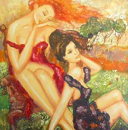Agata Otulska, В моем саду, Масляная картина - холст, 55 x 65