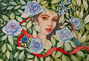   - Watercolor - In blue roses