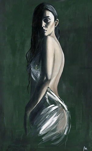   - In a shade of green