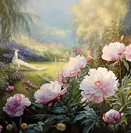 Zbigniew Kopania, W ogrodzie o poranku, Obraz olejny - płótno, 80 x 60