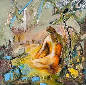 Anna Lupa Suchy, Vers Przemyśl, Peinture à l'huile - toile, 50 x 50