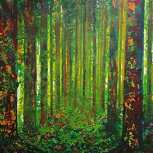 Marta Milewska, All'ombra verde, Dipinto acrilico - tela, 40 x 40