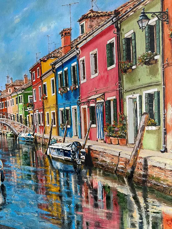 Justyna Kotula, "Im Spiegel von Burano", Acrylgemälde - Leinwand, 80 x 60
