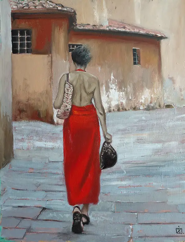 Dariusz Żejmo, Wakacyjna dziewczyna , Obraz olejny - płótno, 70 x 90