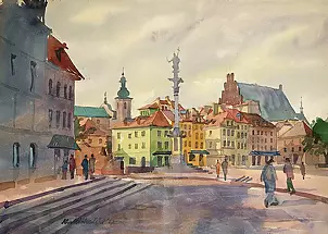 Krzysztof Michalski - Warszawa. Kolumna Zygmunta, widok z ul. Nowy Świat.