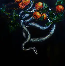Drozdova Mariia, Змея альбинос, Масляная картина - холст, 87 x 102