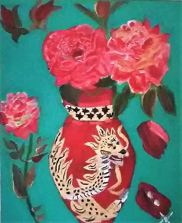 Katarzyna Rutkowska - Chinese vase and roses