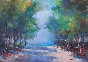 Krzysztof Tracz, Entrance to the beach, Pastel - paper, 50 x 35