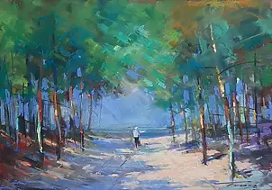 Krzysztof Tracz, Wejście na plażę, Pastel - papier, 50 x 35