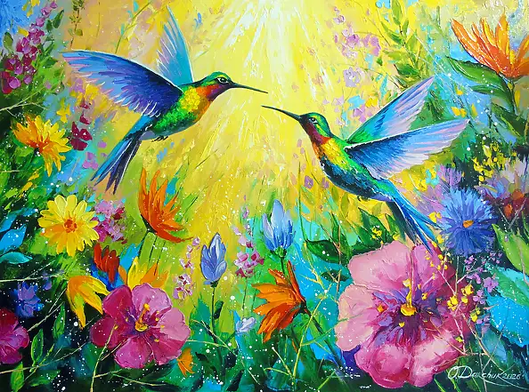Olha Darchuk, Where Hearts Meet, Oil painting - canvas, 80 x 60