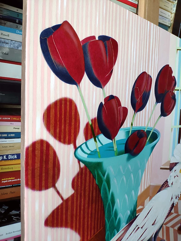 federico cortese - White cockatoo and black tulips