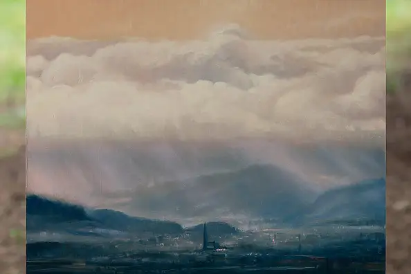 Wojciech Pater, Wiatr Fenowy przechodzący przez Góry Sowie, Obraz olejny - płyta, 40 x 60
