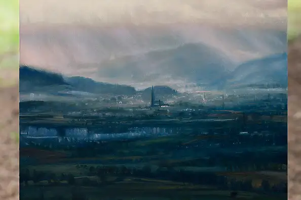 Wojciech Pater, Wiatr Fenowy przechodzący przez Góry Sowie, Obraz olejny - płyta, 40 x 60