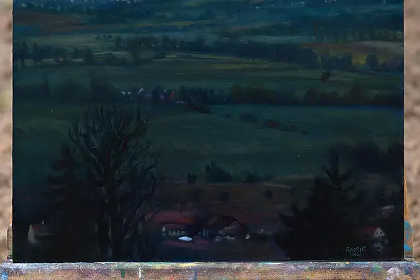 Wojciech Pater, Wiatr Fenowy przechodzący przez Góry Sowie, Obraz olejny - płyta, 40 x 60