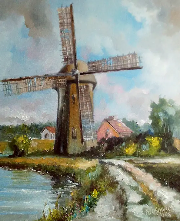Krzysztof Kłosowicz, "Mulino a vento XIV", Quadro a olio - tela, 40 x 50