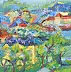 Anna Skowronek - Vista della città della pittura-olio su tela, pittura dipinta a mano