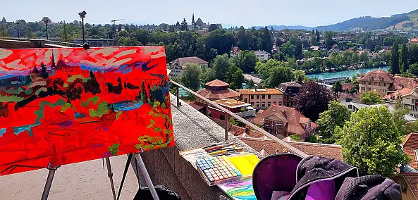 Anastasiia Kurkova, Widok na Berno, Obraz olejny - płótno, 70 x 50