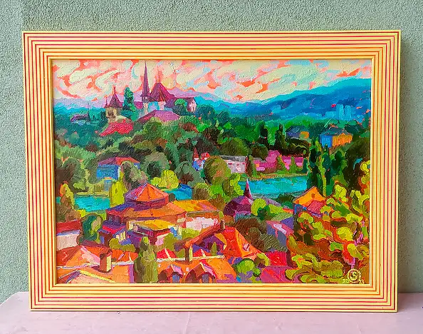 Anastasiia Kurkova, Widok na Berno, Obraz olejny - płótno, 70 x 50