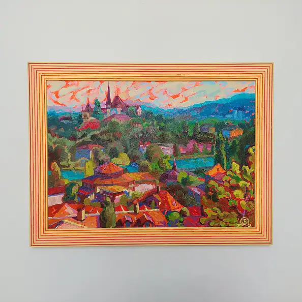 Anastasiia Kurkova, Widok na Berno, Obraz olejny - płótno, 70 x 50