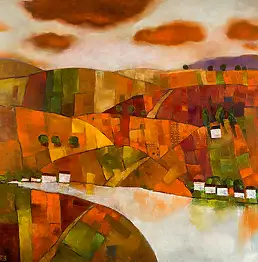 Ewa Przybyła, Вид на поля, Масляная картина - холст, 100 x 100