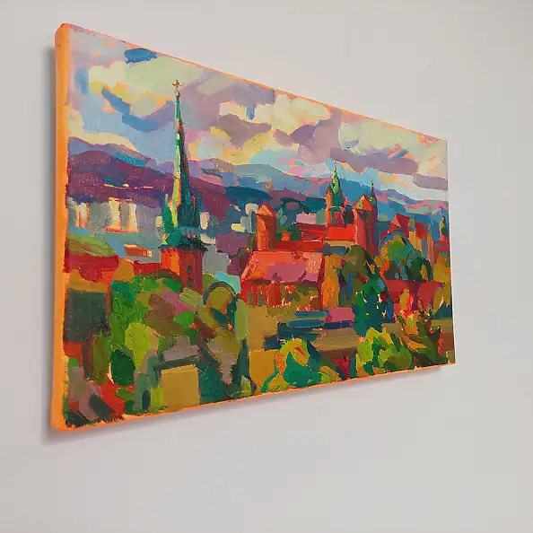 Anastasiia Kurkova, Widok z Kopca Kraka, Obraz olejny - płótno, 60 x 30