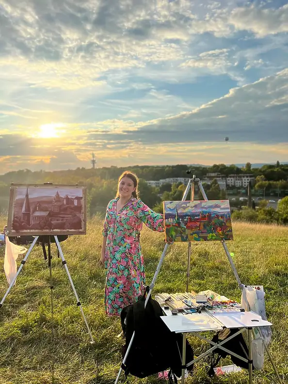 Anastasiia Kurkova, Widok z Kopca Kraka, Obraz olejny - płótno, 60 x 30