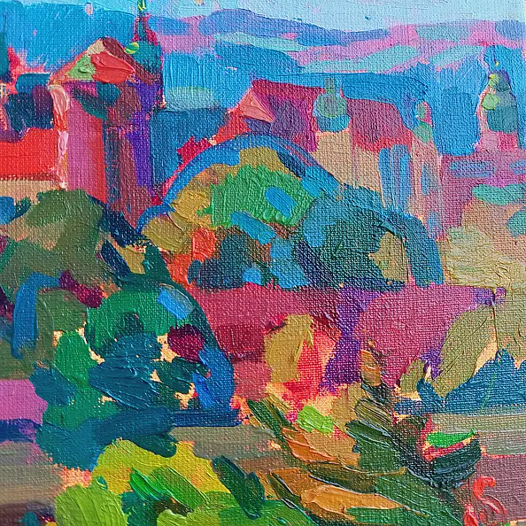 Anastasiia Kurkova, Widok z Kopca Kraka, Obraz olejny - płótno, 60 x 30