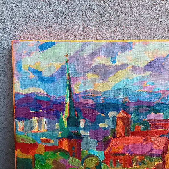 Anastasiia Kurkova, Widok z Kopca Kraka, Obraz olejny - płótno, 60 x 30