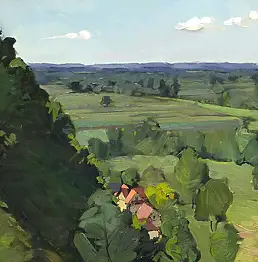 Krzysztof Michalski, Vue depuis la pente de Dobrska, Peinture à l'huile - toile, 65 x 50
