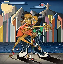 Robert Jadczak, Une soirée à Rio, Peinture à l'huile - toile, 1000 x 100