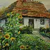Piotr Pawelczyk - Rural cottage with sunflowers.