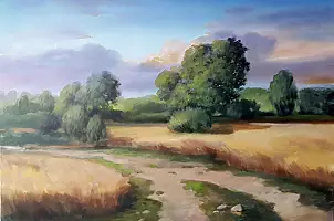 Igor Janczuk - Eine ländliche Landschaft mit Getreide