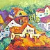 Anna Skowronek - Paesaggio rurale, olio su tela, pittura dipinta a mano