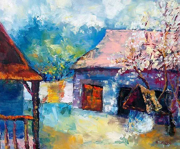 Anna Rudnicka-Litwinek - Wiejskie podwórko.