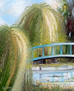 Krzysztof Kłosowicz, "Saules dans le parc", Peinture à l'huile - toile, 40 x 50