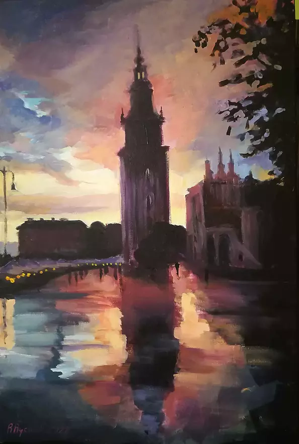 Renata Rychlik - Wieża Ratuszowa w deszczu