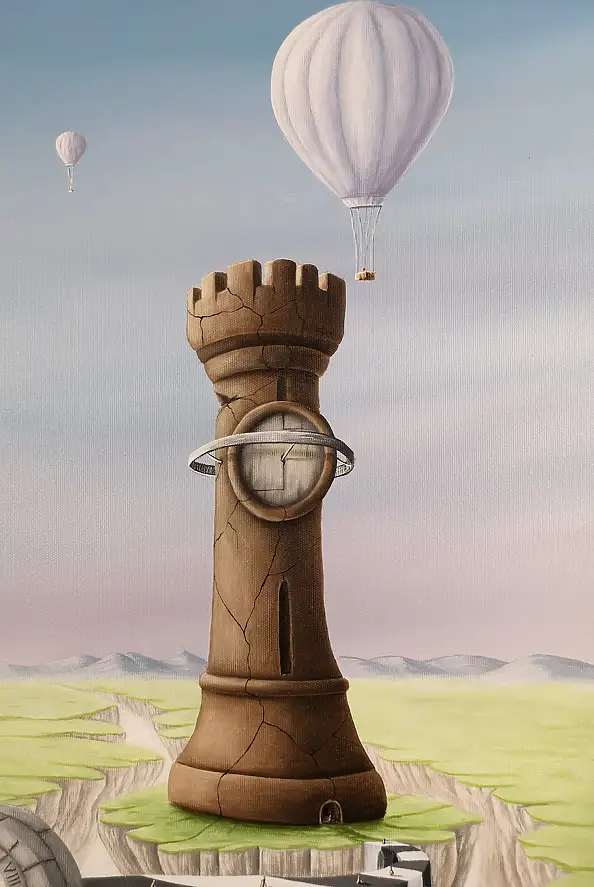 . ASENSIR, Tower of Melancholy | "Time" series, Acrylic painting - canvas, 50 x 70