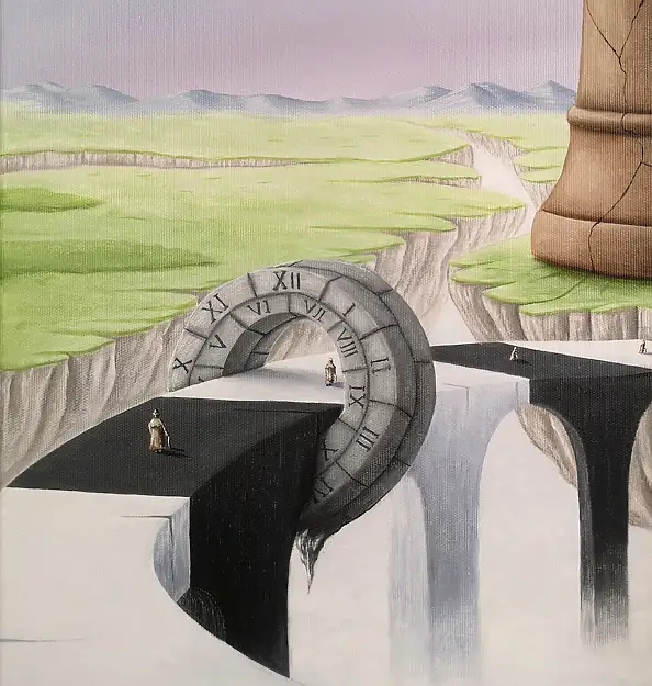 . ASENSIR, Tower of Melancholy | "Time" series, Acrylic painting - canvas, 50 x 70