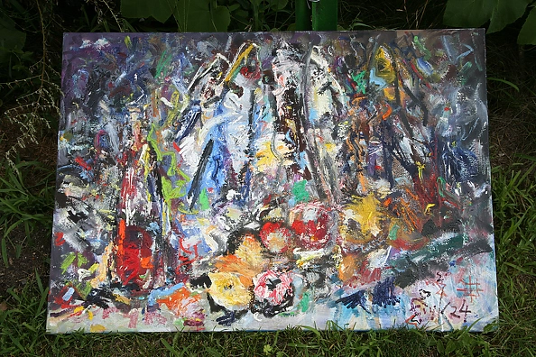 Eryk Maler - Wine, fish, fruit, 70x100